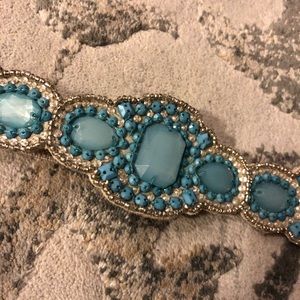 Nordstrom Turquoise & Gray S/M Beaded Waist Belt